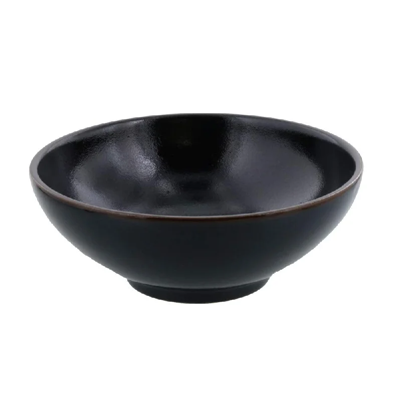 sustainable dinnerware sets for picnics -Extra Large Sanuki Udon Donburi Bowl YUZU-TENMOKU Black