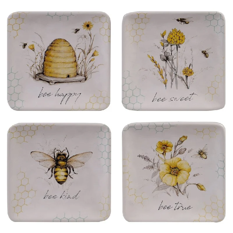 eco-friendly bamboo plates for kids -Certified International Bee Sweet 6-inch Canape/Luncheon Plates (Set of 4)