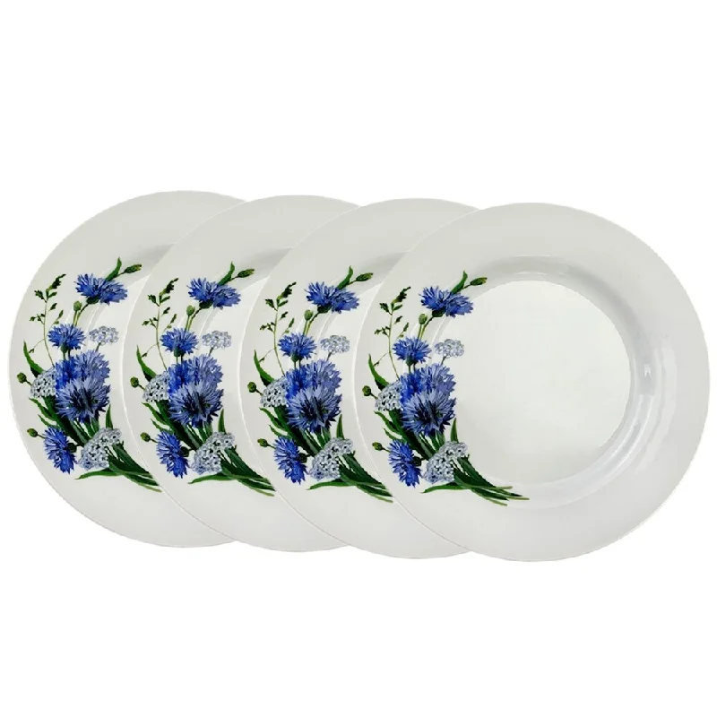 disposable bamboo plates for parties -STP-Goods Cornflowers Porcelain Dinner Plate 9.4" (Set of 4)