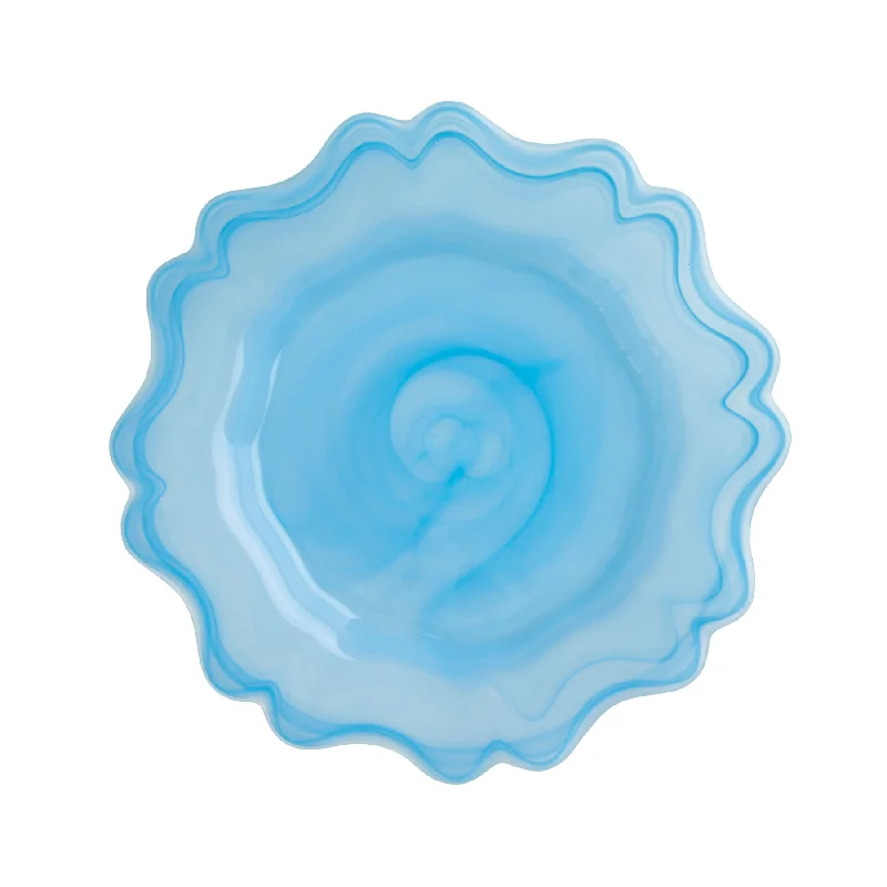 high-quality ceramic plates for salads -Rice DK Alabaster Glass Side Plate in Sky Blue 21cm Sky Blue