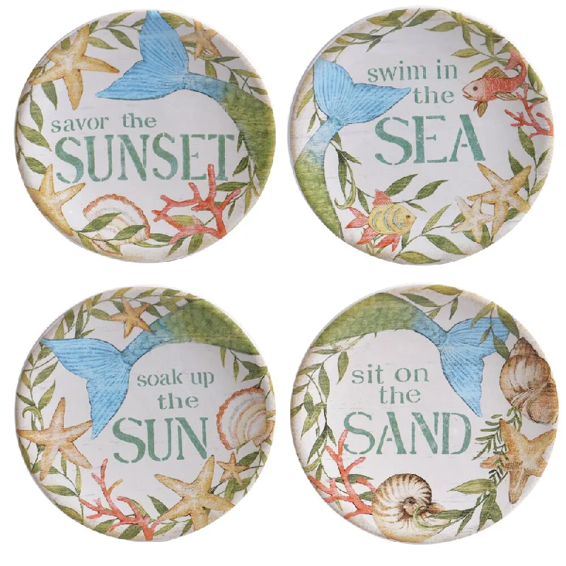 luxurious dinner plate designs -Certified International Sea Beauty Assorted 6-inch Canape Plates (Set of 4)