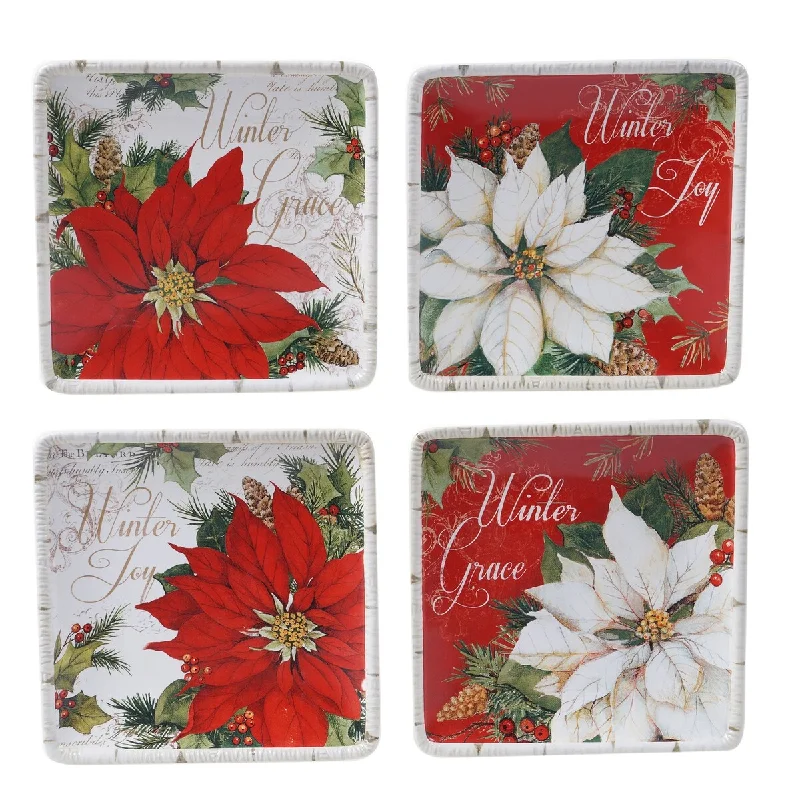 stylish dinner plates for events -Certified International Winters Garden 6-inch Canape/Luncheon Plates (Set of 4)