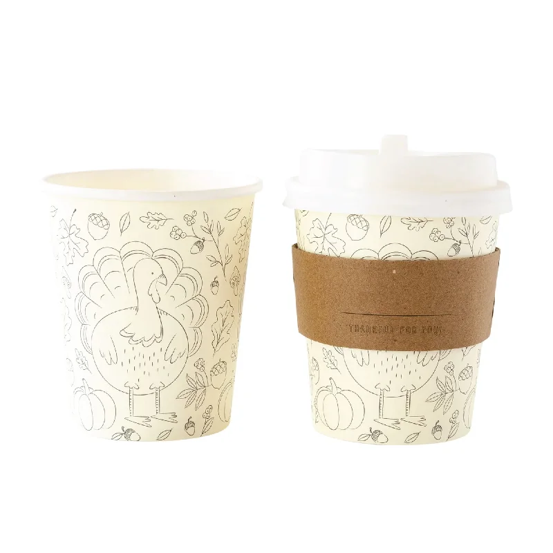 unique travel coffee mugs for gifts -Thankful For You Mini Coffee Cups & Lids 8ct