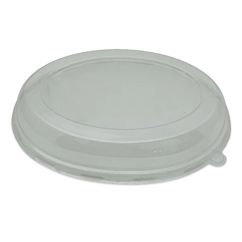 eco-friendly reusable dinner plates -PET-L065D Dome Lid for 26OZ Bagasse Oval Bowl