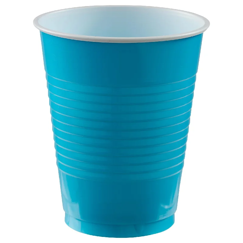 cute travel tumblers for gifts -PLASTIC CUPS - CARIBBEAN BLUE   18OZ   20 COUNT