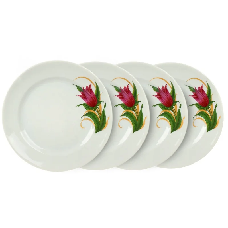 durable ceramic serving plates -STP-Goods Bellflowers Porcelain Dessert Plate 6.9" (Set of 4)