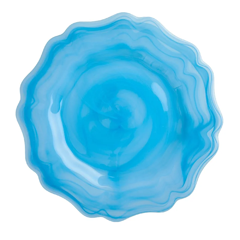 modern plastic dinnerware sets -Rice DK Alabaster Glass Dinner Plate in Blue - 28cm Sky Blue