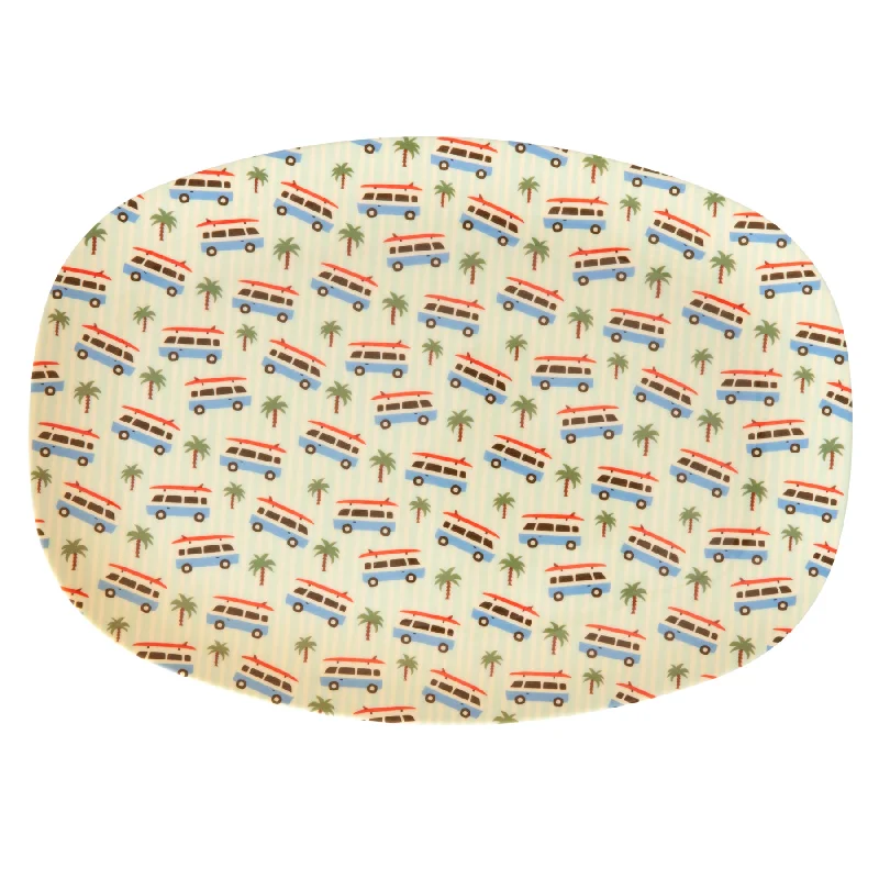 outdoor picnic tableware -Rice DK Melamine Rectangular Plate with Cars Print