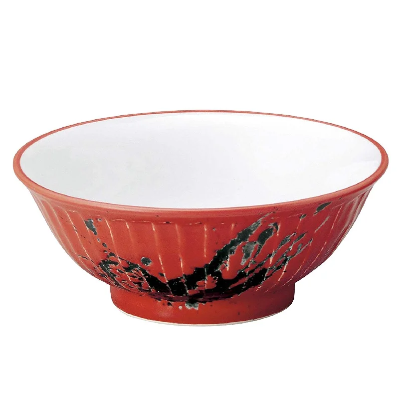 non-slip plastic serving trays -45 oz Ramen, Donburi Bowl Red Bowl with Tall Bottom Artistic Black Texture