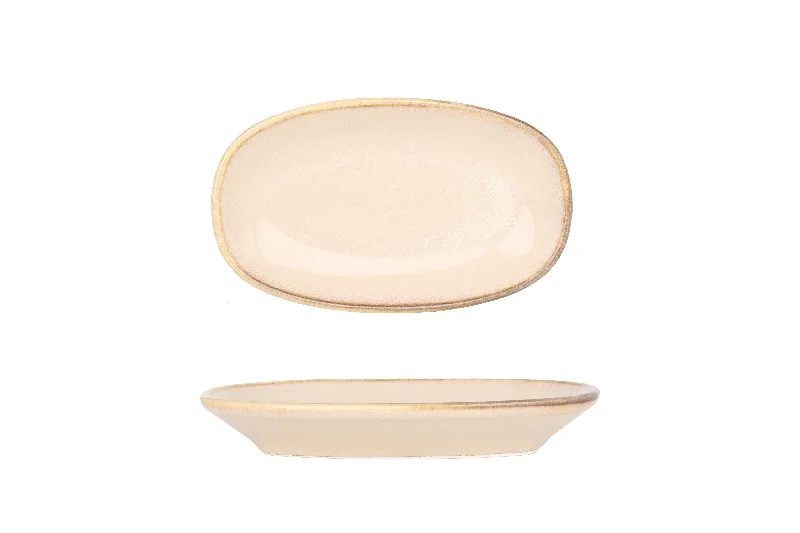 high-quality melamine dinner plates -Sand Hygge Oval Service Plate 15cm