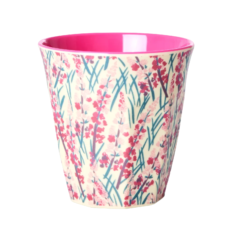 best custom coffee mugs for business -Medium Melamine Cup - Pink - Floral Field Print