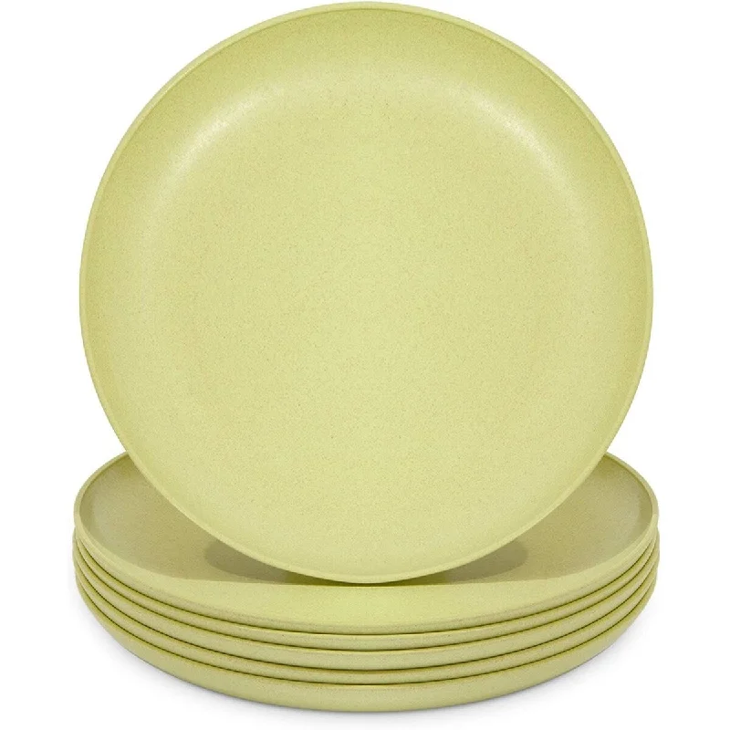 high-quality ceramic plates for salads -Wheat Straw Plates, Unbreakable Dinner Plate (Pear Green, 7.7 Inches, 6 Pack)