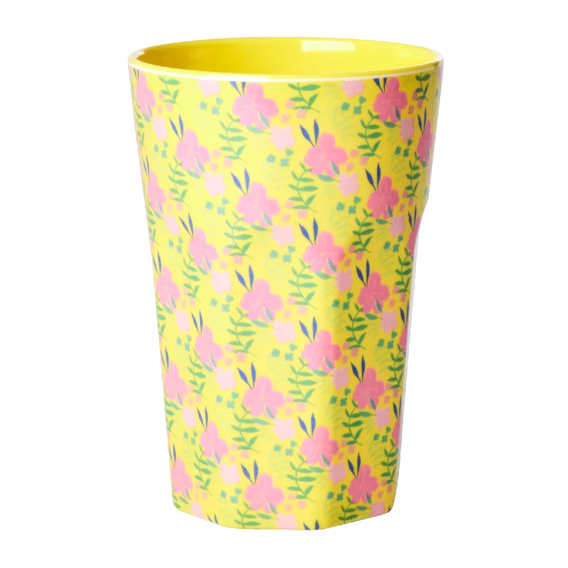 best custom coffee tumblers for birthday gifts -Melamine Tall Cup - Yellow - Sunny Days Print