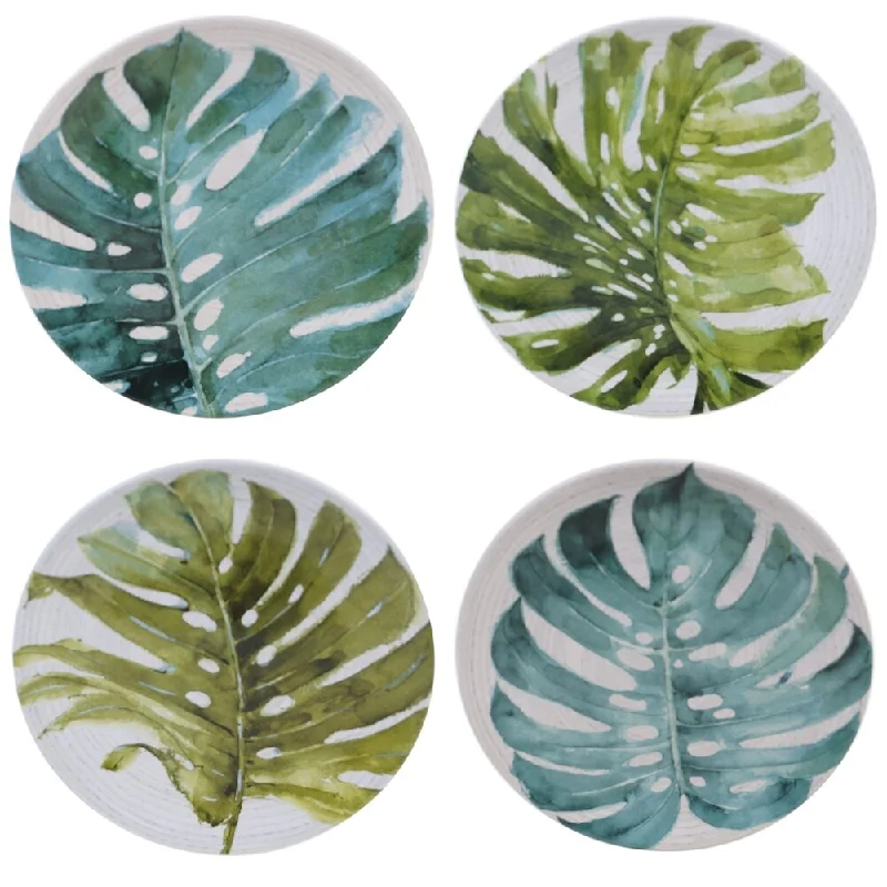 high-quality ceramic dessert plates -Certified International Palm Leaves Round Salad/Dessert Plates (Set of 4)