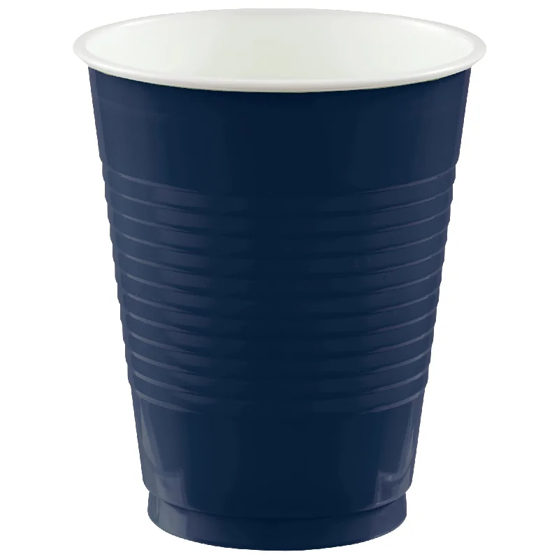 stainless steel mugs with custom designs -PLASTIC CUPS - TRUE NAVY  16OZ   20 COUNT