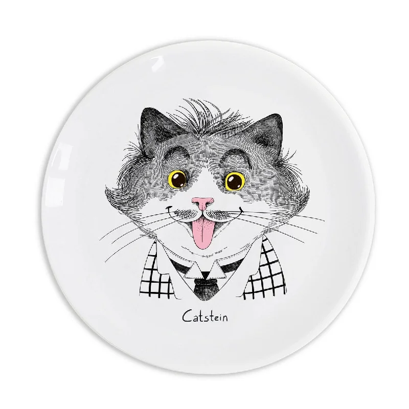 luxury flatware sets for dinner parties -ORNER "Catstein" Einstein Ceramic 9.8" Plate