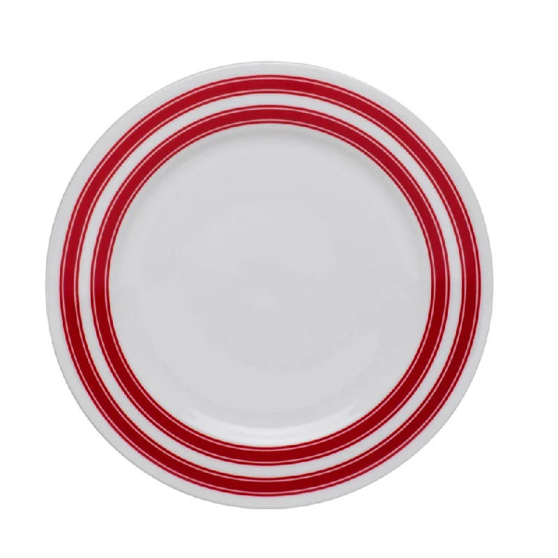 elegant glassware for weddings -Race Stripe Red 7-inch Salad Plate (Set of 4)