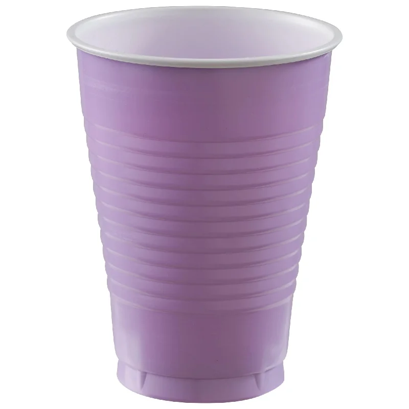 stylish custom coffee mugs -PLASTIC CUPS - LAVENDER  12OZ   20 COUNT