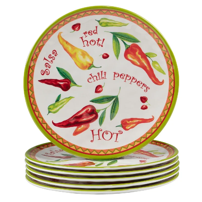 custom glassware for events -Certified International Red Hot Melamine Salad/Dessert Plates (Set of 6)