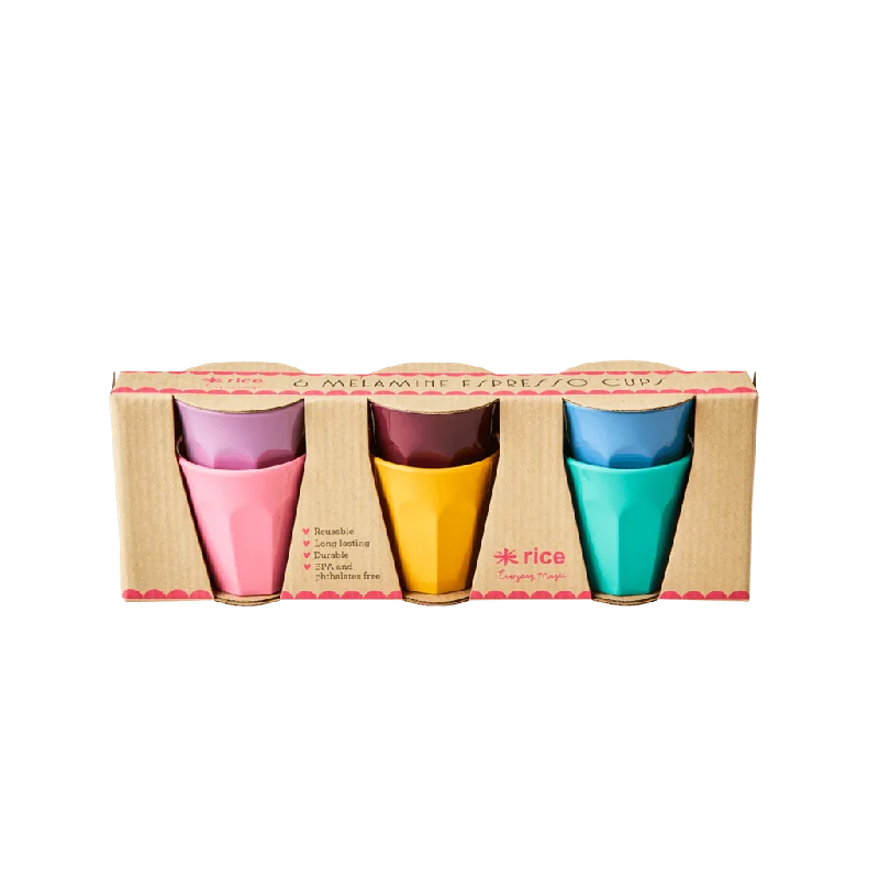 insulated tea cups with lid -Melamine Cups 'DANCE IT OUT' Colors - Small - 6 pcs. in Gift Box