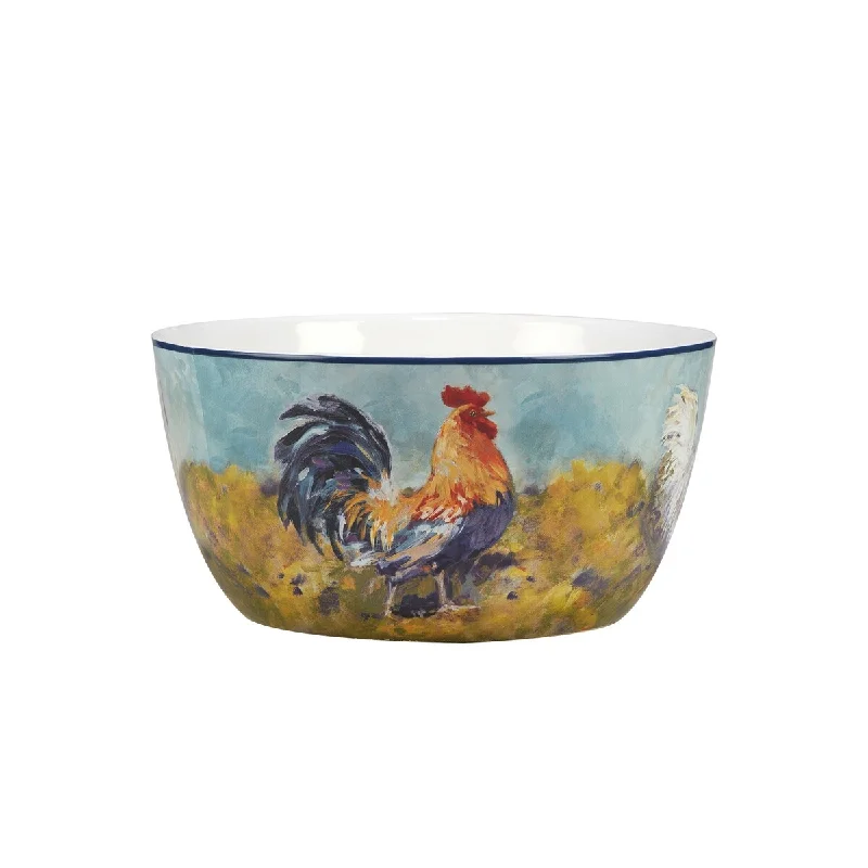 modern plates with geometric designs -Certified International Rooster Meadow 192 oz. Deep Bowl - 11" Dia x 5.5"