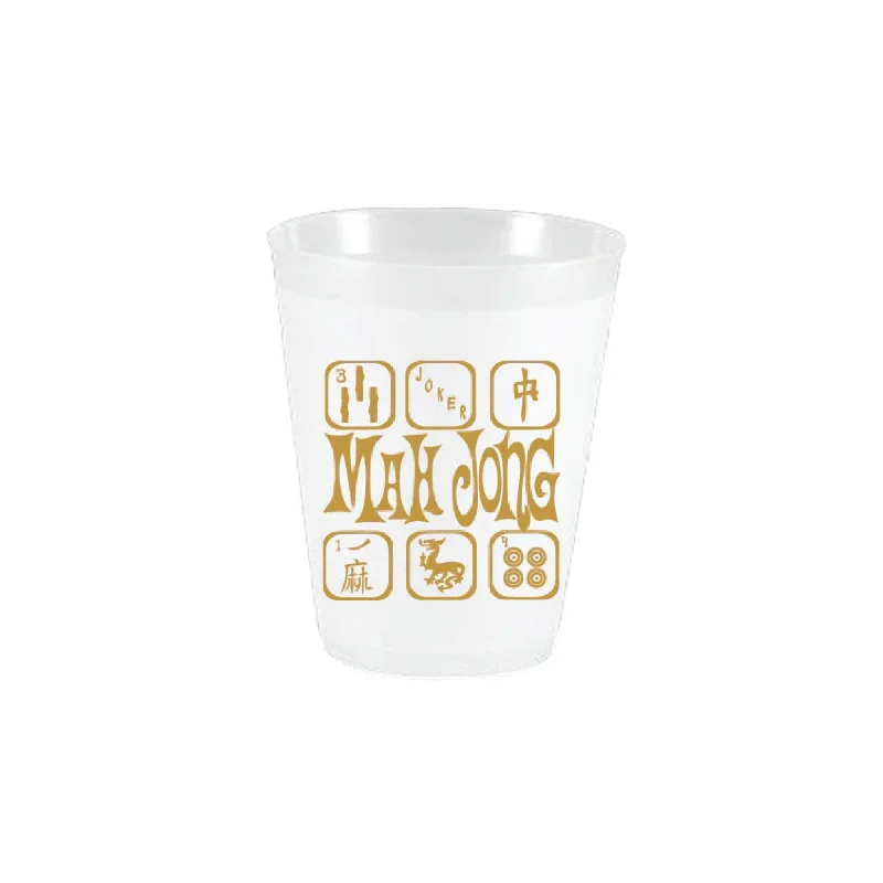 large mugs for tea lovers -Gold Mahjong Tiles Frosted Plastic Cups 10ct