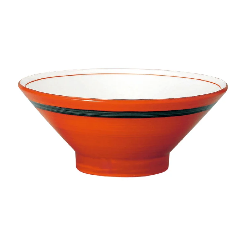 biodegradable drinking cups -8.4" Red and White Noodle Bowl With Black Line