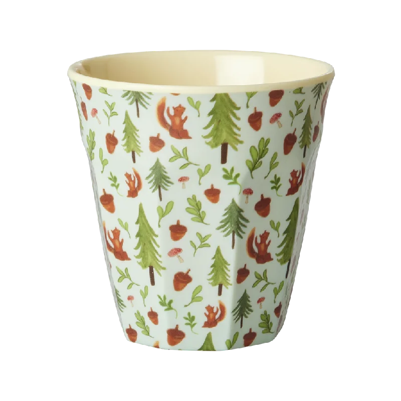 funny coffee cups for friends gifts -Medium Cup - Blue - Happy Forest Print