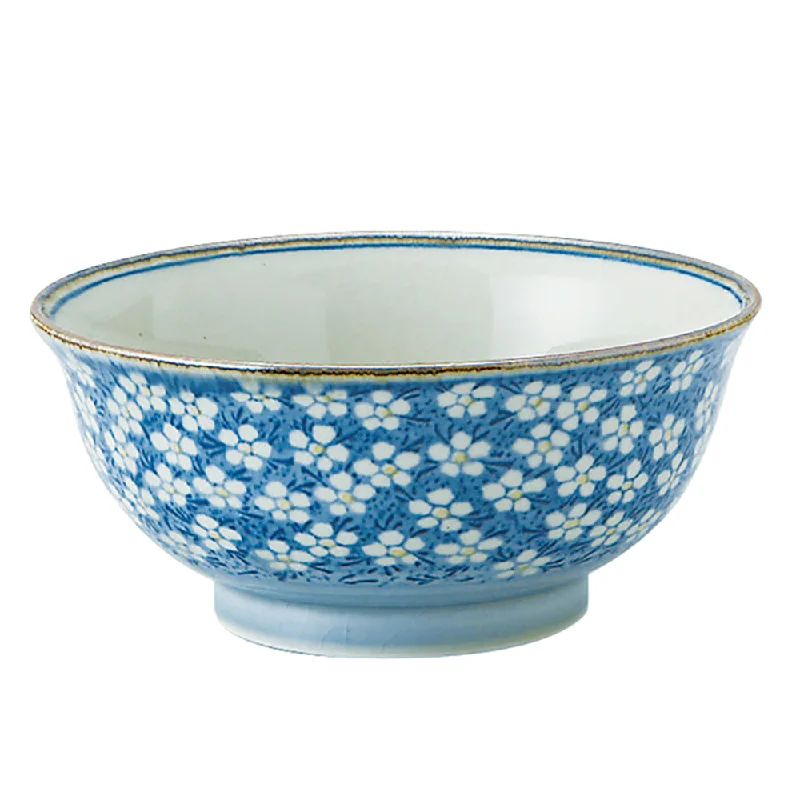 heavy-duty paper dinner plates -Sosyun Blue Donburi Bowl - Flowers