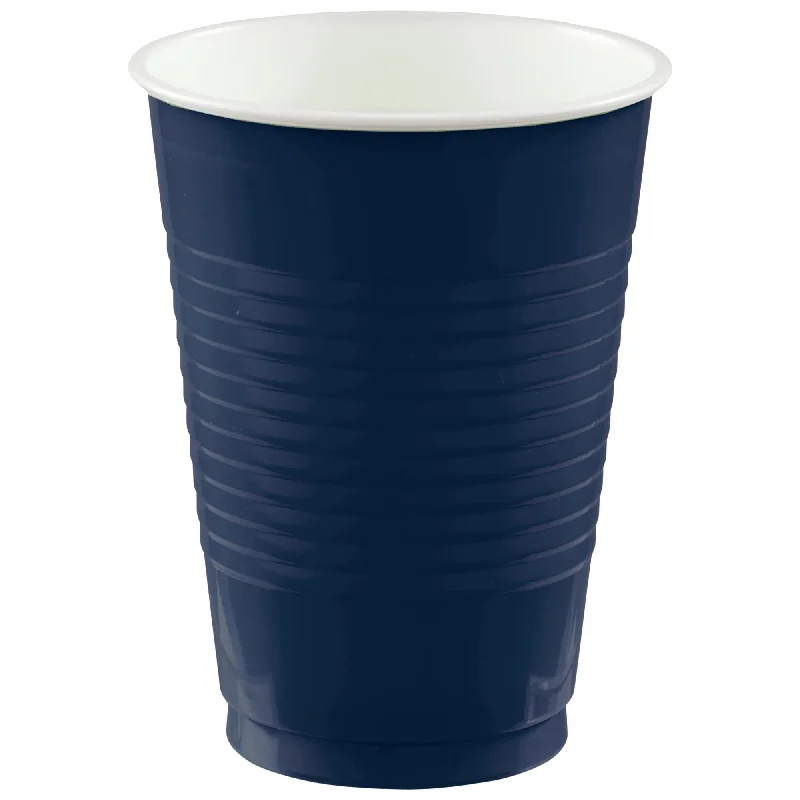 thermal coffee tumblers for work -PLASTIC CUPS - TRUE NAVY    12OZ   20 COUNT