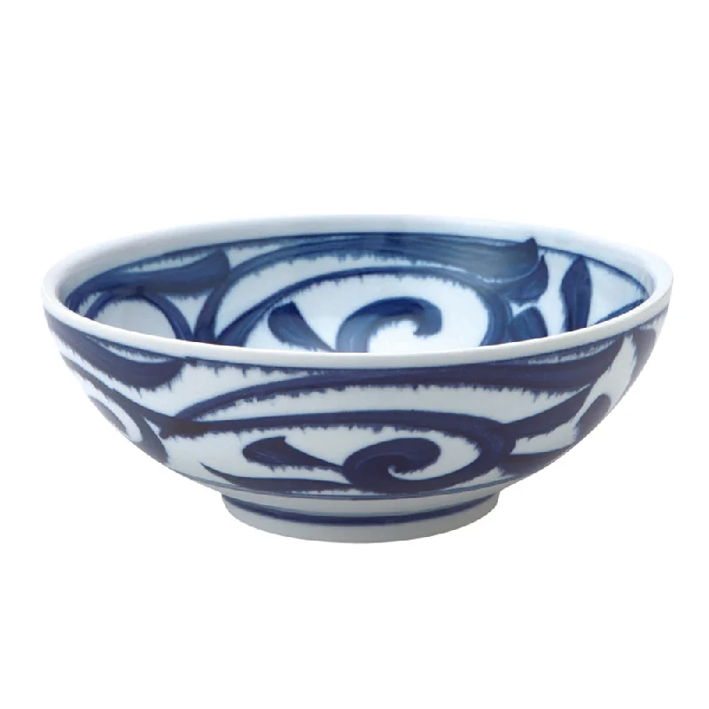 biodegradable serving bowls -Large 51 oz Wide Mouth Ramen Noodle, Donburi Bowl Japanese Thick Arabesque (ISO Karakusa)