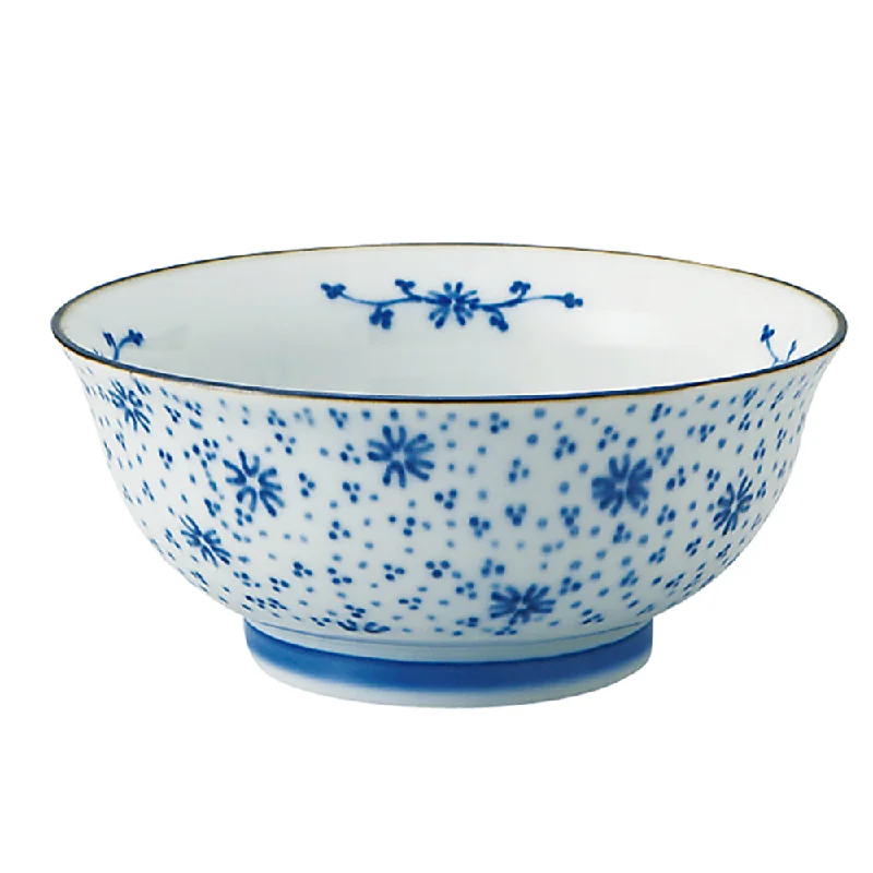 modern dinner plates for modern kitchens -Karakusa Blue and White Donburi Bowl - Flowers