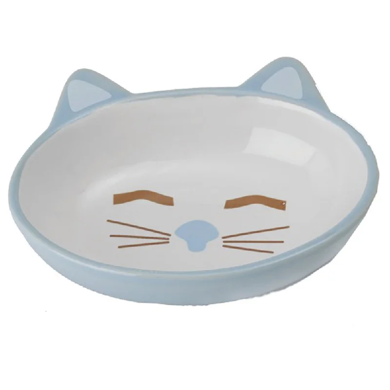 kids plastic cups with lids -Petrageous Here Kitty Cat Bowl Oval Blue 13cm