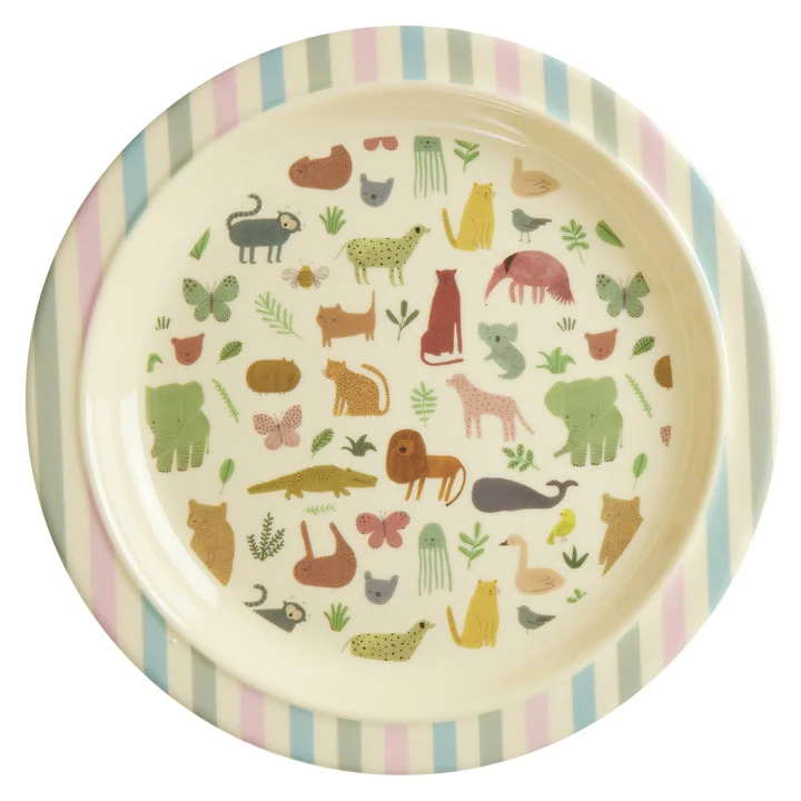 clear glass dinner plates -Rice DK Melamine Kids Lunch Plate with Sweet Jungle Print