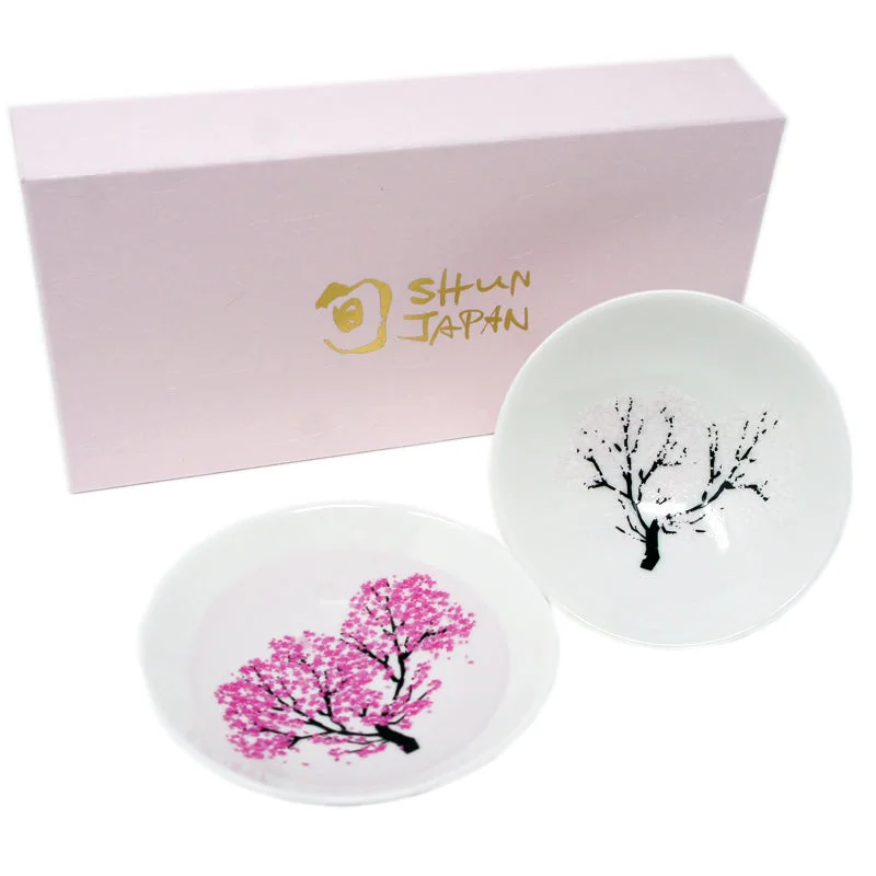 glass tea mugs with custom quotes -Sake Cups 2pcs Set Sakura Reikan