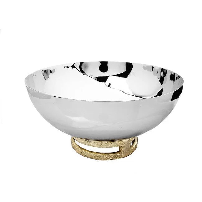 kids disposable dinnerware sets -11.5" Stainless Steel Bowl with Gold Loop Base