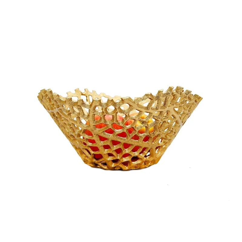 fine dining dinner plates -Gold Snack Bowl Lattice Design - 10.5"D