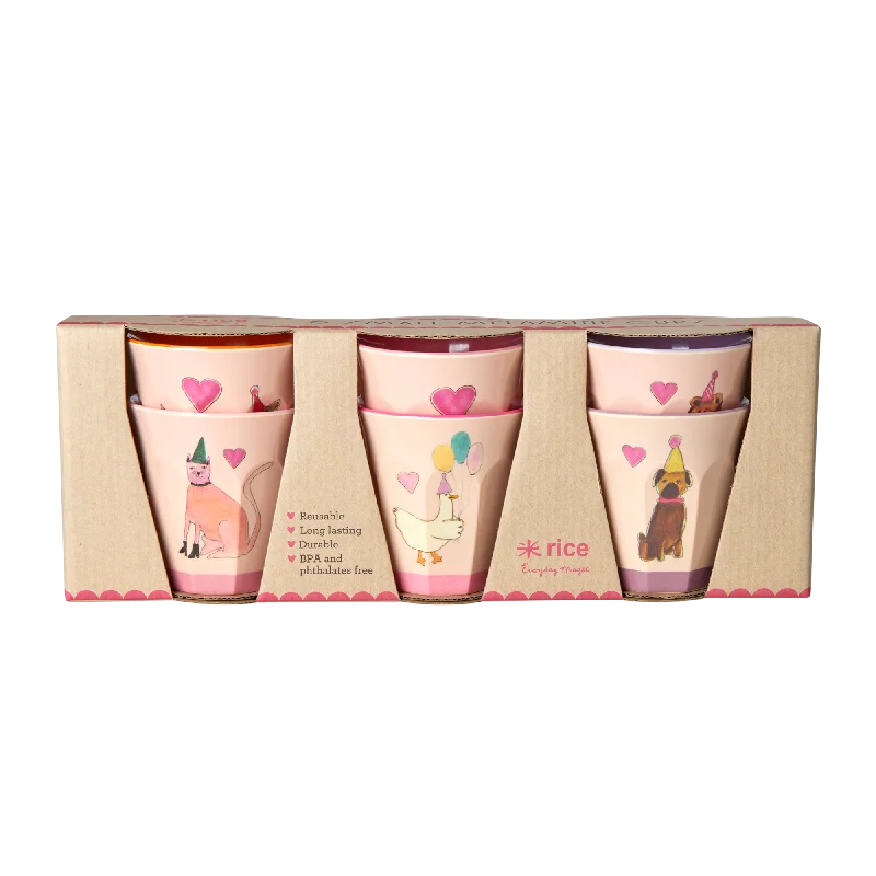 stainless steel insulated cups -Small Melamine Cup - Soft Pink - Party Animal Print