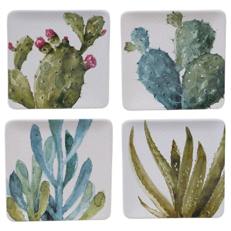 eco-friendly reusable cups -Certified International Cactus Verde Salad/Dessert Plates (Set of 4)