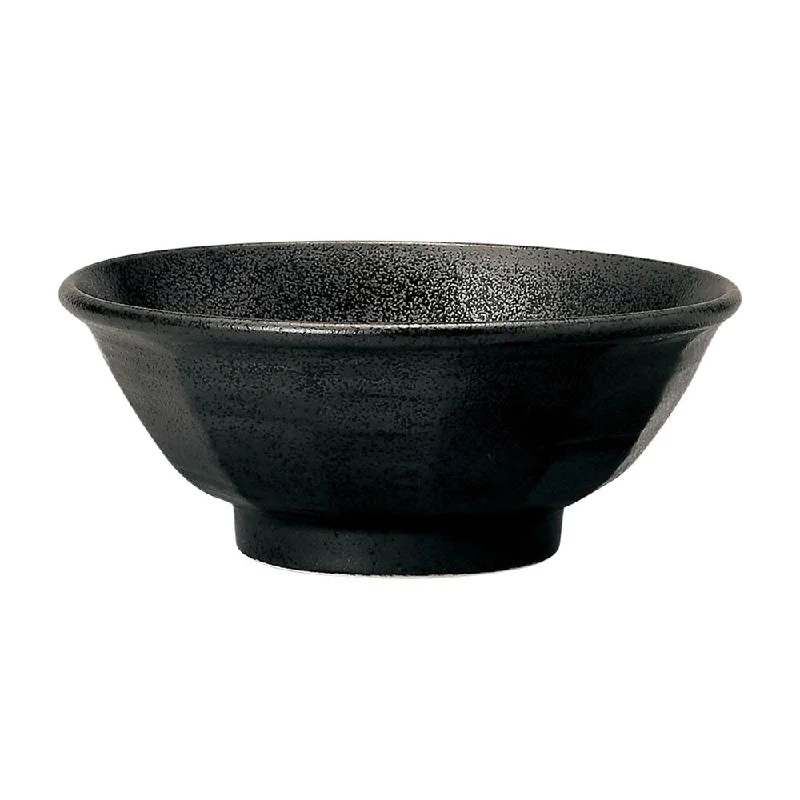 heavy-duty dinner plates for parties -8.5" Shaved Design Kokuyou Donburi Bowl - Black