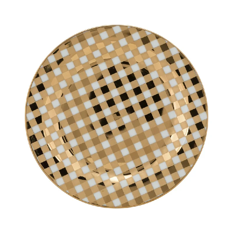 reusable serving bowls -10 Strawberry Street Gold Porcelain Gingham Salad Plate (Pack of 6)