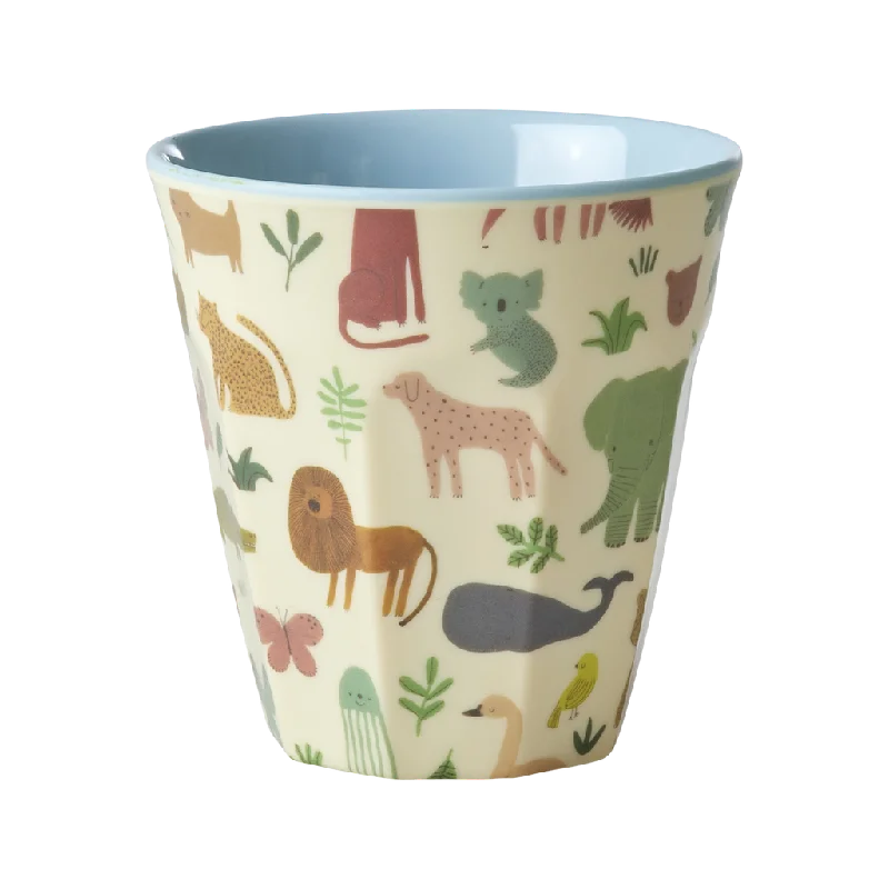 personalized coffee tumblers -Medium Melamine Cup - Blue - Sweet Jungle Print