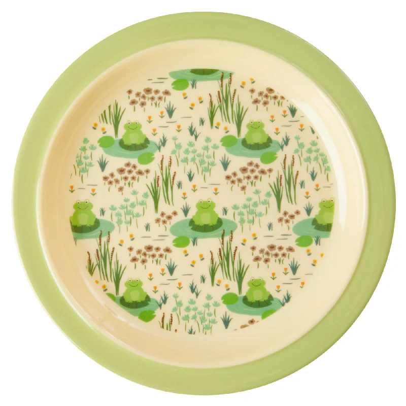 compostable serving plates -Rice DK Melamine Kids Lunch Plate with Frog Print