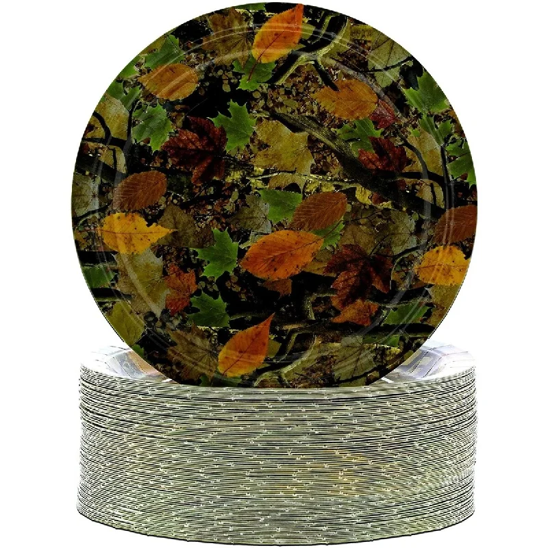 bamboo disposable cutlery -Paper Plates, Camoflauge Birthday Party Supplies (7 In, 80 Pack)