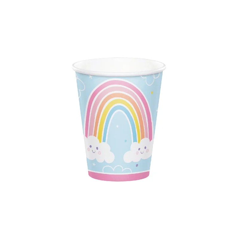 personalized coffee cups for couples -Happy Rainbow Paper Cups 8ct