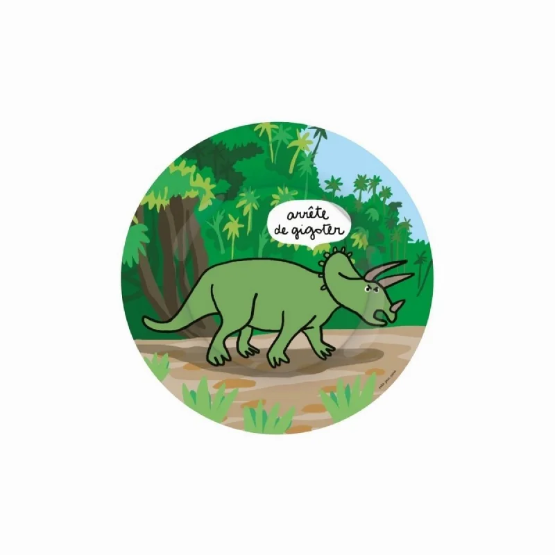 luxury ceramic dinnerware -Petit Jour Paris Dessert Plate Triceratops Les Dinosaures