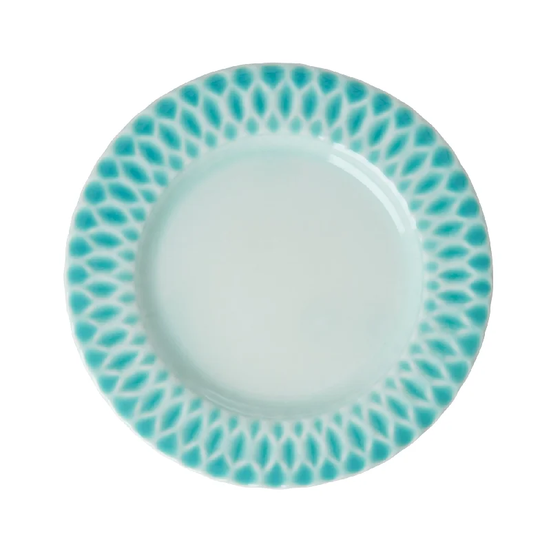 personalized melamine dinner plates -Rice DK Ceramic Lunch Plate in Aqua