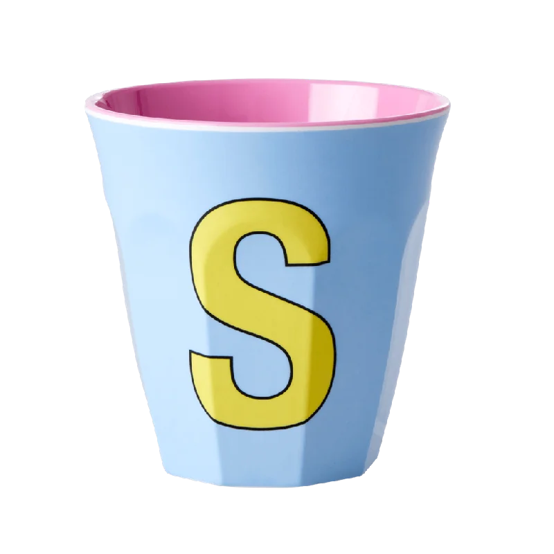 best mugs for coffee lovers -Melamine Cup - Medium with Alphabet in Pinkish Colors | Letter S