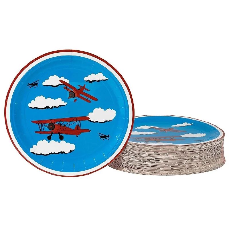 porcelain soup bowls -80-Count Airplanes Paper Disposable Plates for Kids Birthday Party Celebration