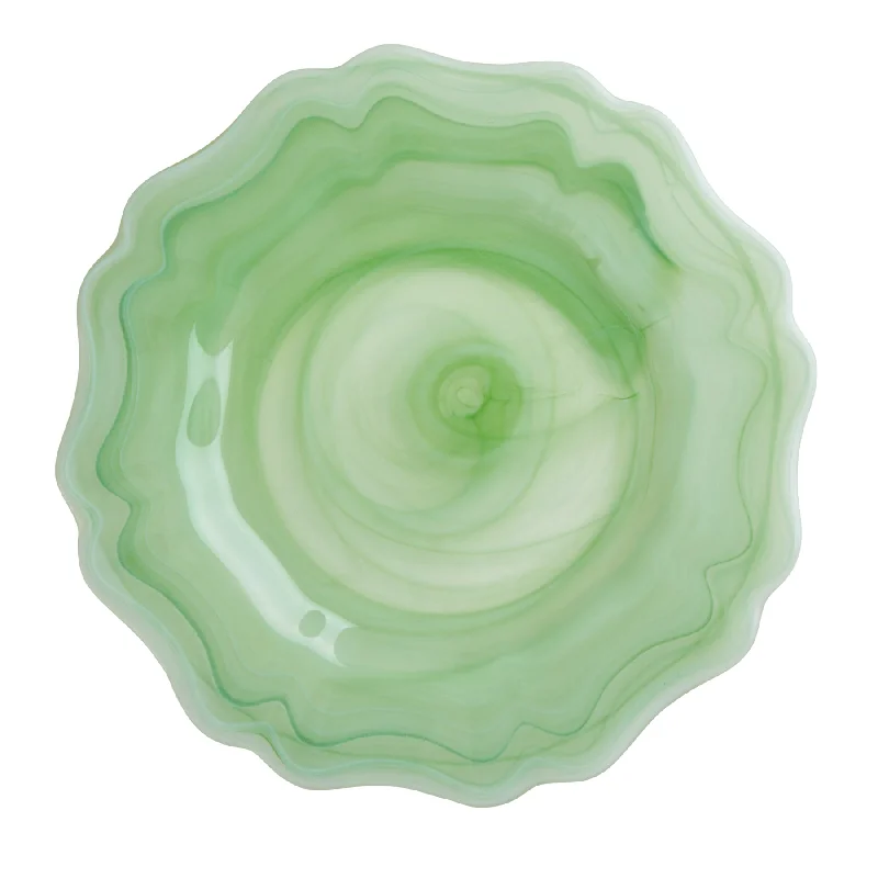 durable glass plates for events -Rice DK Alabaster Glass Dinner Plate in Green - 28cm Green